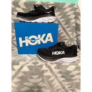 Hoka One One Bondi 8 Men Size 9.5D 1123202-BWHT Black White Running Shoes